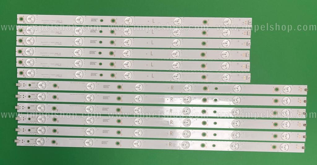 Zestaw listew LED do naprawy podświetlenia telewizora PHILIPS 50" zestaw 6 szt X LB-PF3030-GJFHD500611-R-H / LB50018 V6_08 / LB50045 V1_00 / LB-PF3030-GJABL500612AFB2-R-H / R Type , 6LED / 3V & 6 szt X LB-PF3030-GJFHD500611-L-H / LB50018 V5_08 / LB50045 V0_00 / LB-PF3030-GJABL500612AFB2-L-H / L Type , 5LED / 3V , (66LED) , DŁUGOŚĆ JEDNEGO RZĘDU R+L : 1000mm , PHILIPS PART NUMBER : 705TLB50B337DL00L 705TLB50B339DL02LA