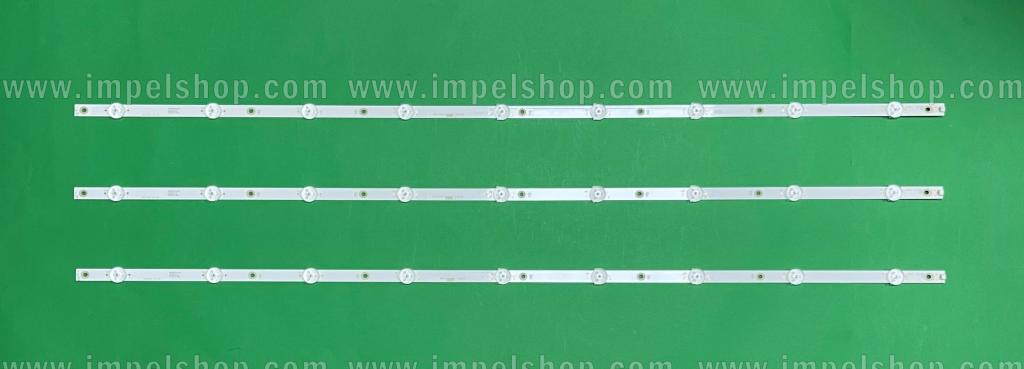 Zestaw listew LED do naprawy podświetlenia telewizora PHILIPS 43" zestaw 3szt X LB43046 V0_02/KS-AL 94V-0 E465853 16260B 81010 LB-PM3030-GJD3X3433X9 GJ-2K18-D3X3-430-D309-PHP 5503-V1 , 9LED , 3V , DŁUGOŚĆ : 840MM ,