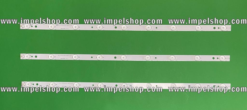 Zestaw listew LED do naprawy podświetlenia telewizora BLAUPUNKT 32" zestaw 3szt X HL-10320A28-0901S-02 A2 , 9LED , 621MM , 3V