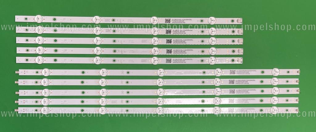 Zestaw listew LED do naprawy podświetlenia telewizora PHILIPS 49" zestaw 5 szt X LB49021 V0_00 / LB49023 V0_00 , 5 szt X LB49021 V1_00 / LB49023 V1_00 (45LED) , 3V