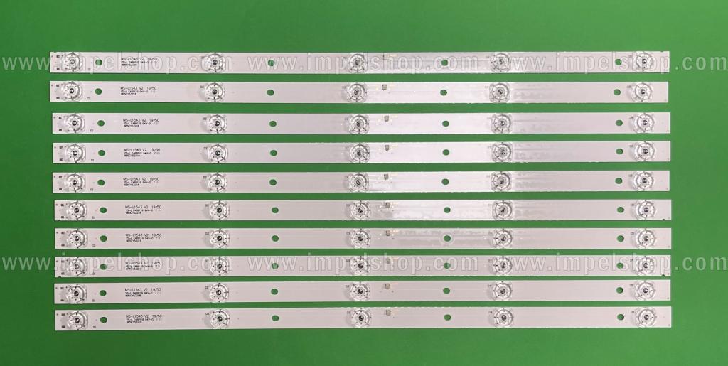 Zestaw listew LED do naprawy podświetlenia telewizora SUNNY / MANTA 55" zestaw 10szt X MS-L1543 V2 A3 , 6.4-6.6V , 5LED , 532MM , 6V