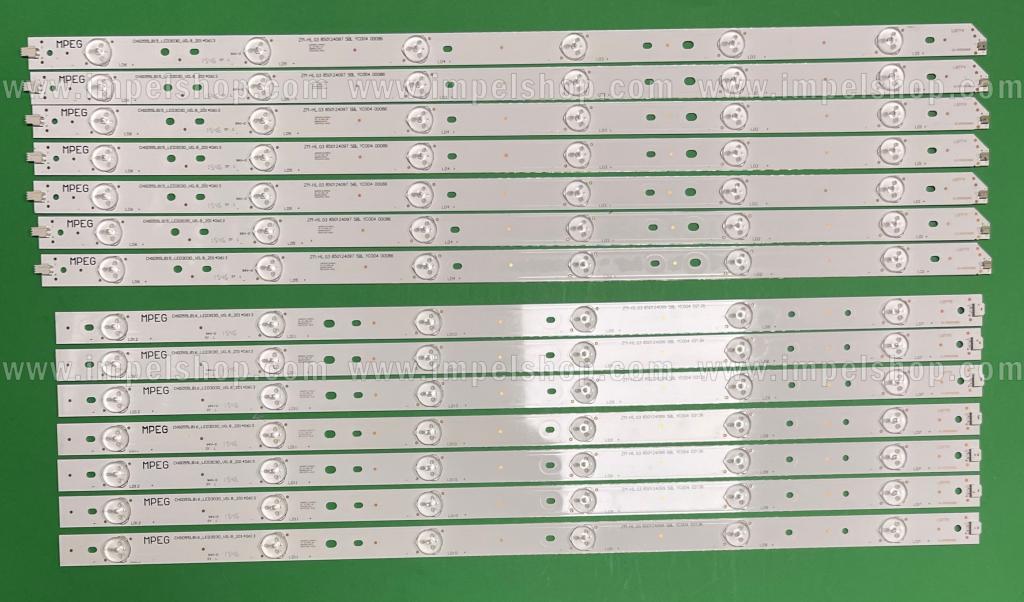 Zestaw listew LED do naprawy podświetlenia telewizora HITACHI 55" zestaw 14szt X 7szt X CHGD55LB15_LED3030_V0.8 & 7szt X CHGD55LB16_LED3030_V0.8