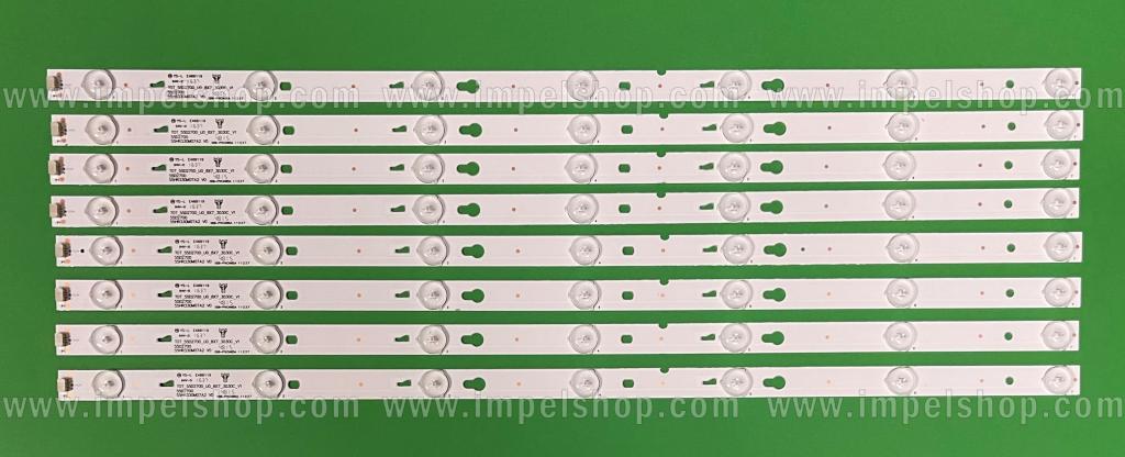 Zestaw listew LED do naprawy podświetlenia telewizora TCL 55" zestaw 8szt X TOT_55D2700_UD_8X7_3030C_V1 , 4C-LB3207-YH2 / 55D2700 / 55HR330M07A2 , 7LED , 3V , 570MM