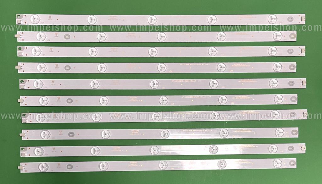 Zestaw listew LED do naprawy podświetlenia telewizora CHANGHONG 50" zestaw 10szt , 5szt X RF-AC500E30-0501L-05 A0 5LED , & 5szt X RF-AC500E30-0501R-05 A0 5LED , CRH-Z50U13030100562REV1.0