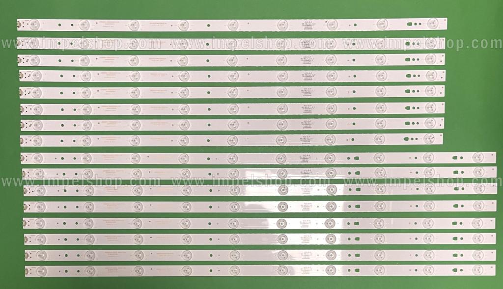 Zestaw listew LED do naprawy podświetlenia telewizora HAIER 65" zestaw 16 szt , 8szt X LED65D9-03 (A) 9LED , 3V , 640MM & 8szt X LED65D10-03 (A) 10LED , 3V , 720MM , 30365009205 / 30365010206