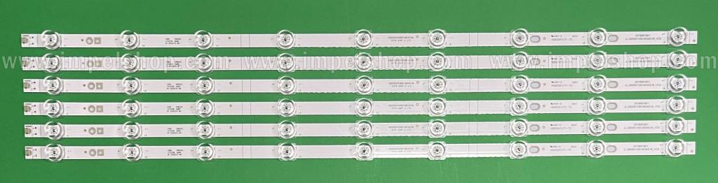 Zestaw listew LED do naprawy podświetlenia telewizora SHARP / HISENSE 65" zestaw 6szt X JL.D65091330-003AS-M_V02 / CRH-BX65X1U813030T060999P-REV1.2 M / SVH650AH8 , 9LED , 615MM