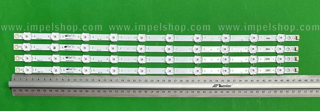 Zestaw listew LED do naprawy podświetlenia telewizora PHILIPS 50" zestaw 4szt x LB50084 V0_00 UDULEDLXT010 REV.A , 10LED , 477MM , 3V ,