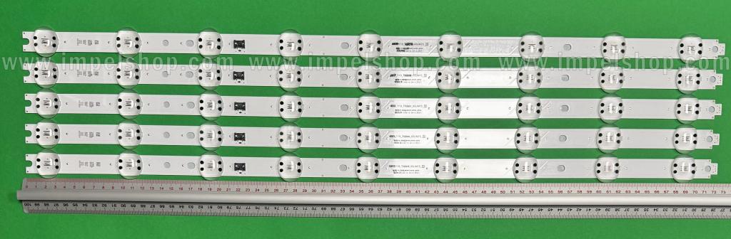 Zestaw listew LED do naprawy podświetlenia telewizora LED LG 65" zestaw 5szt X 65UM75_REV01 SSC-Y19-TRIDENT-65UM75 , AGM76931001 , 9LED , 725MM ,