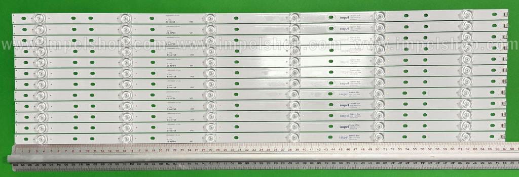 Zestaw listew LED do naprawy podświetlenia telewizora PHILIPS 65" zestaw 12szt x LBM650M0601-HF-4(0) CRH-AA65AHZ23030120693EREV1.0 LB-GM3030-GJ0D226512X6PCT9-Y , LB6508X V0_00 , PHILIPS PART NUMBER : 705TLB65B33LBP00E 996592000874 , 6LED, 675MM , 3V ,