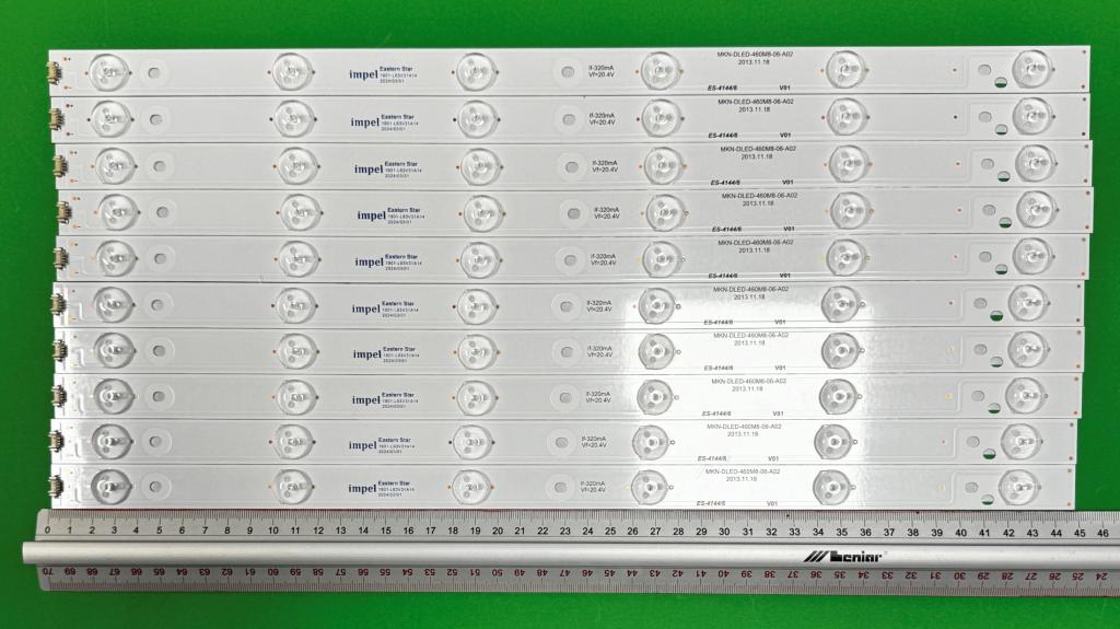 Zestaw listew LED do naprawy podświetlenia telewizora MANTA 46" zestaw 10 szt X MKN-DLED-460M8-06-A02 , 6LED, 452MM , 3V ,