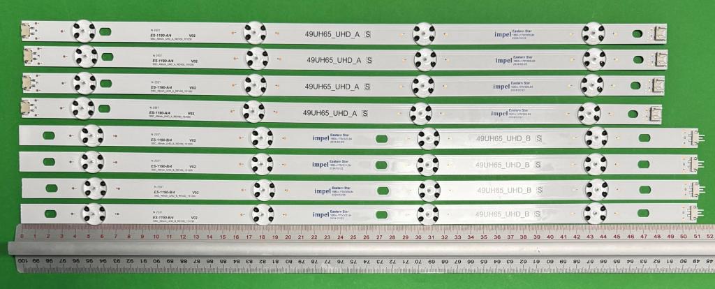 Zestaw listew LED do naprawy podświetlenia telewizora LG 49" zestaw 8szt , 4szt x 49UH65_UHD_A B SSC_49inch_UHD_A_REV00 & 4szt x 49UH65_UHD_A B SSC_49inch_UHD_B_REV00 , EAV63452401 ,