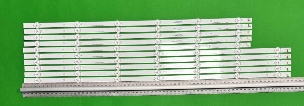 Zestaw listew LED do naprawy podświetlenia telewizora HISENSE / CHIQ / KOGAN 65" zestaw 10szt , 5szt X CRH-BX65G7NL30300705A14 REV1.3 6LED , 586MM , 3V & 5szt X CRH-BX65G7NR30300605A14 REV1.3 , 7LED , 688MM , 3V , LB C650 G7N U H 7 14 L2 LB C650 G7N U H 6 14 R2 C650Y19 7N ,