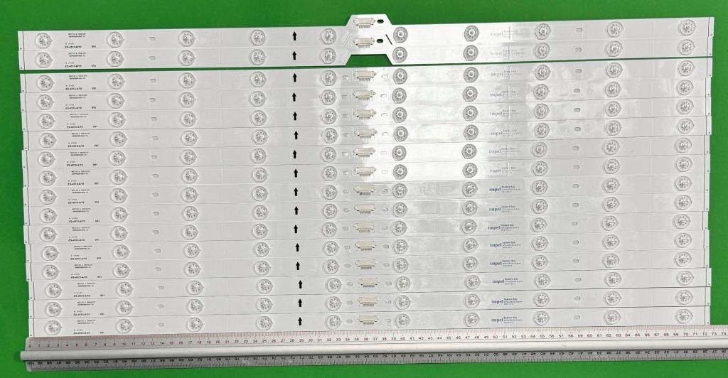 Zestaw listew LED do naprawy podświetlenia telewizora TCL 65" QLED zestaw 16 sztuk , 14szt X 65H4330M10A3 V2 65C11G A 10X14-C10 , 10LED, 720MM , 36V & 2szt X 65HR330M10B3 V2 65C11G B 10X2-C04 , 10LED , 720MM , 36V ,