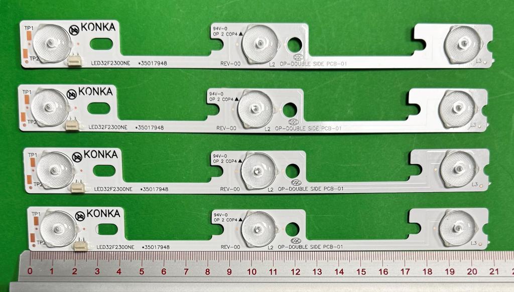 Zestaw listew LED do naprawy podświetlenia telewizora KONKA / SENCOR 32" zestaw 4szt X LED32F2300NE 35017948 2013-03-07 , 3LED , 210MM , 6V ,