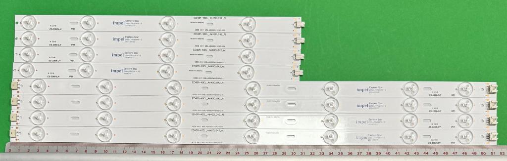 Zestaw listew LED do naprawy podświetlenia telewizora PREMIER 40" zestaw 8szt , 4szt x L: 40DB 4X11 MBL-40035D411EH0-V2-L, ECHOM-40CL_4640CL042_A1 & 4szt x R: 40DB 4X11 MBL-40035D411EH0-V2-R, ECHOM-40CL_4640CL043_A1 ,