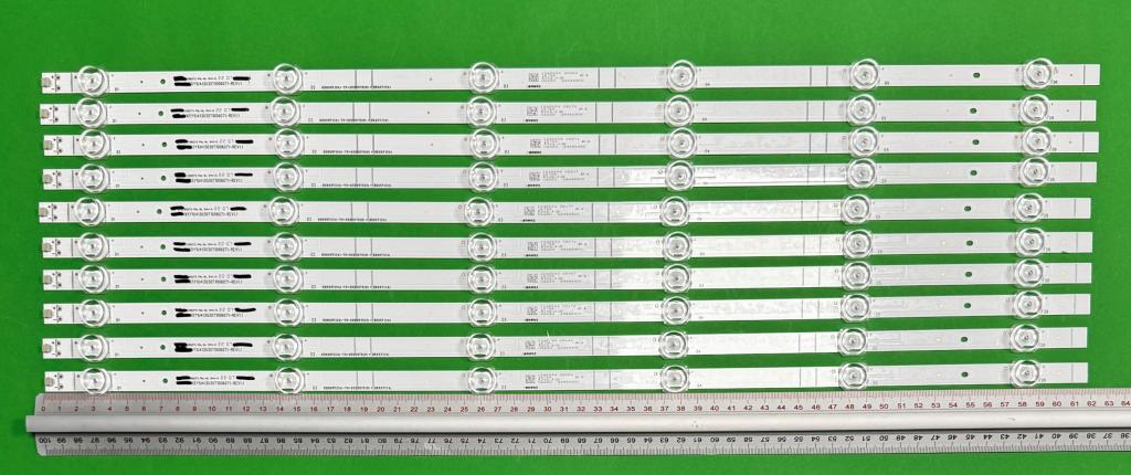 Zestaw listew LED do naprawy podświetlenia telewizora HISENSE 65" zestaw 10szt X CRH-BK65Y1U413030T1006071-RE1.1 HD650Y1U41-T0+2020070101+BK65Y1U41 BK65Y1U413030T1006071-RE1.1 JL.D65061330-003OS-M_V01 , 6LED , 618MM , 3V ,