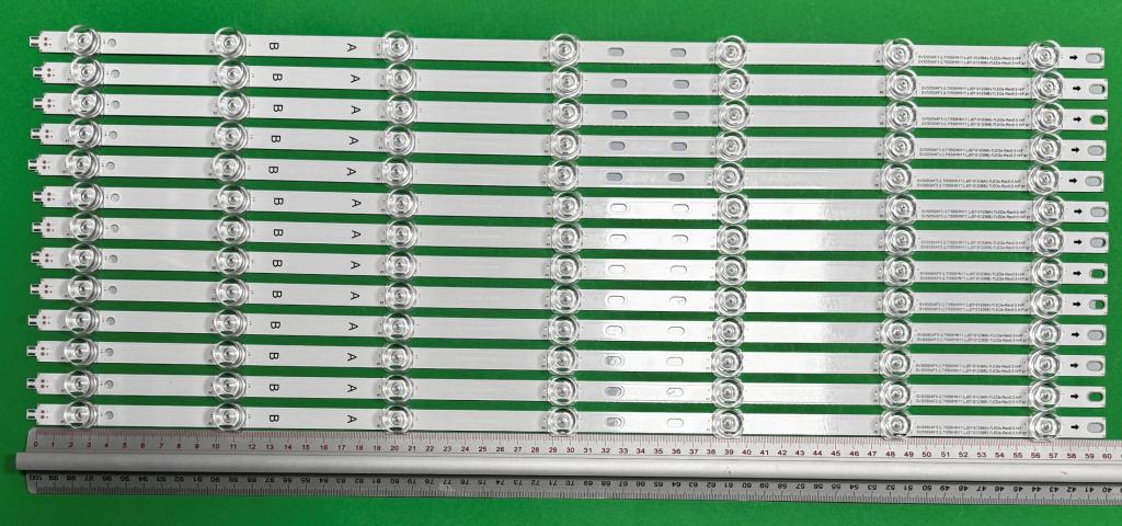 Zestaw listew LED do naprawy podświetlenia telewizora SAMSUNG 55" zestaw 13szt , 7A+6B , 7szt X SVS550AF3(LTI550HN11 LJ07-01236A)_7LEDs_Rev0.3_140924 H/F & 6szt X SVS550AF3(LTI550HN11 LJ07-01236B)_7LEDs_Rev0.3_140924 H/F , 7LED , 607MM , 3V ,