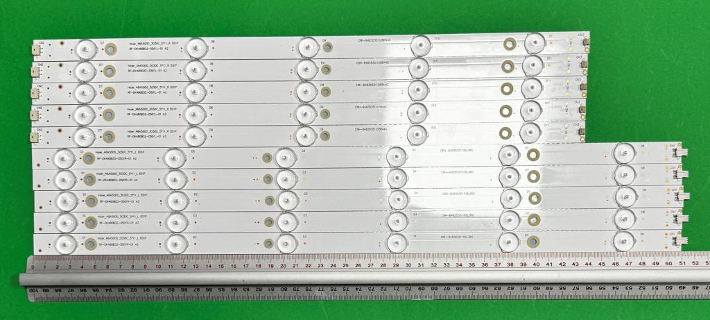Zestaw listew LED do naprawy podświetlenia telewizora HAIER 48" zestaw 10szt , 5szt X RF-DK480B32-0501L-01 A2 CRH-B4835351105L380REV1.1C , 5LED , 437MM , 3V & 5szt X RF-DK480B32-0601R-01 A2 6LED CRH-B4835351105R380REV1.1C , 6LED , 511MM , 3V ,