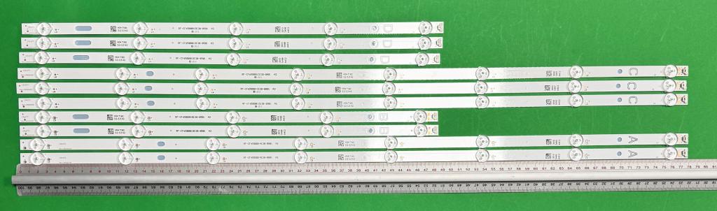 Zestaw listew LED do naprawy podświetlenia telewizora VESTEL 65" zestaw 10 sztuk , 2szt x RF-CF650001AE30-0801 & 3szt x RF-CF650001CE30-0801 & 3szt x RF-CF650001DE30-0501 & 2szt x RF-CF650001BE30-0501 , białe światło ,
