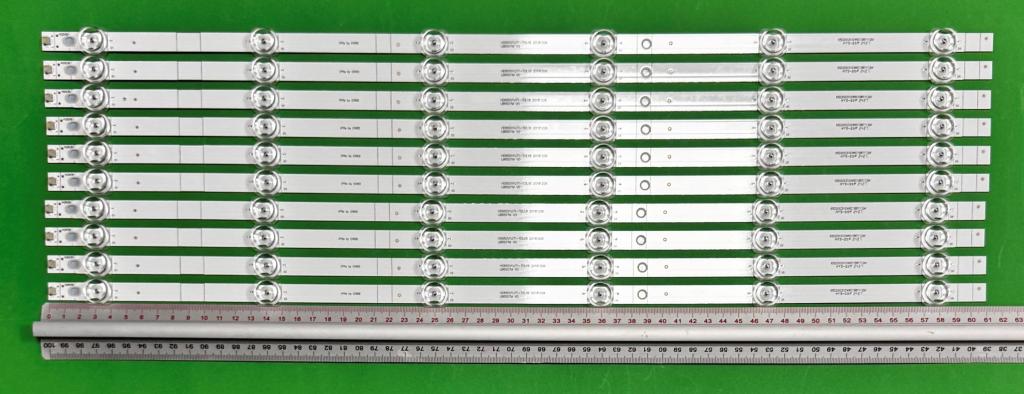 Zestaw listew LED do naprawy podświetlenia telewizora HISENSE 65" zestaw 10szt x LB6507M , 20190419 121808 1212808 CRH-BX65S1U013030T10068BR-REV1.1 , 6LED , 613MM , 3V ,