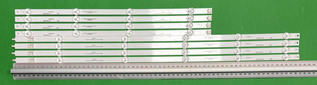 Zestaw listew LED do naprawy podświetlenia telewizora GRUNDIG 55" zestaw 8szt , 4szt x L4_Charm_E5_CDM_R05_V1.0_V5_LM41-01086A SE55D09R-ZC22AG-08 2021-05-18 303SE550037 E469119 WQM60600-AB & 4szt X L4_Chorm_E5_CDM_L04_V1.0_V5 _LM41-01085A SE55D09L-ZC22AG-08 2021-05-18 303SE550038 E469119 WVZ60600-AB , 3V ,