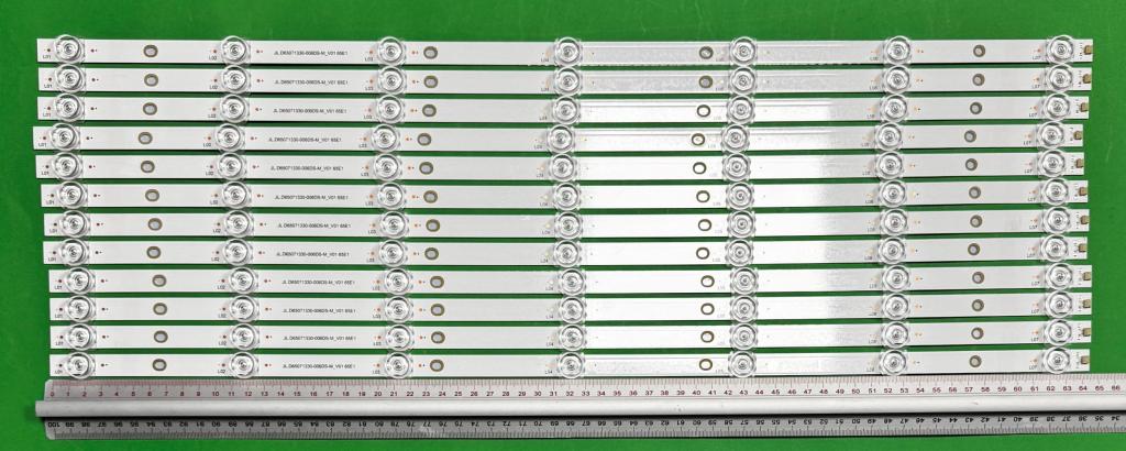 Zestaw listew LED do naprawy podświetlenia telewizora HISENSE 65" zestaw 12szt x JL.D65071330-006DS-M_V01 , 7LED , 647MM , 6V ,