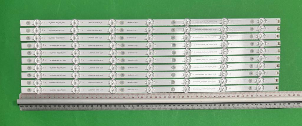 Zestaw listew LED do naprawy podświetlenia telewizora HISENSE 55" zestaw 10szt x JL.D55071330-003BS-M_V01 , 7LED , 558MM , 3V ,