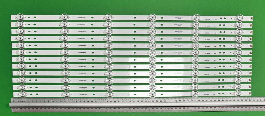 Zestaw listew LED do naprawy podświetlenia telewizora RCA 65" zestaw 12szt x SJ.WJ.D6500601-3030DS-M SJ.WJ.D6500601-3030AS-M 1.14.MD650074 210630 TV23110022 , 6LED , 615MM , 3V ,