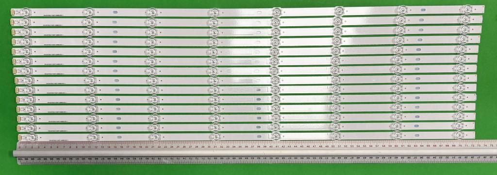 Zestaw listew LED do naprawy podświetlenia telewizora HISENSE 75" zestaw 14szt X CRH-BX75S3U713030T14088BS-REV1.1 LED 07FZD-03E348124HN 191221X 21817000 HD750S3U71-L3B2K1 , 8LED , 726MM , 3V ,