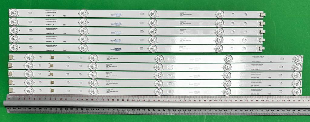 Zestaw listew LED do naprawy podświetlenia telewizora HISENSE 55" zestaw 10szt , 5szt X JL.D55091330-315AL-M 50D3503V2W4C1B48614M 19AG530 GAE N180522 T409 BD00-155082-009G 002772 H2513-L & 5szt X R:JL.D55091330-315AR-M 50D3503V2W5C1B56614M 19AG530 GAE N180522 T409 BD00-155082-010G 00857 H2513-R ,