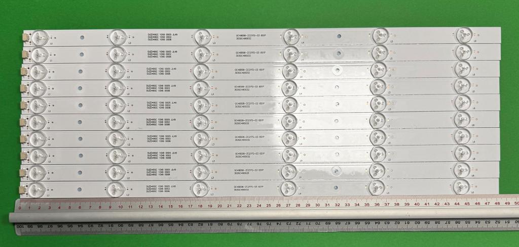 Zestaw listew LED do naprawy podświetlenia telewizora HAIER / ACER 49" zestaw 10szt X GC49D06-ZC21FG-03 303GC490032 DLED49GC 10X6 0002 , 6LED , 485MM , 3V ,