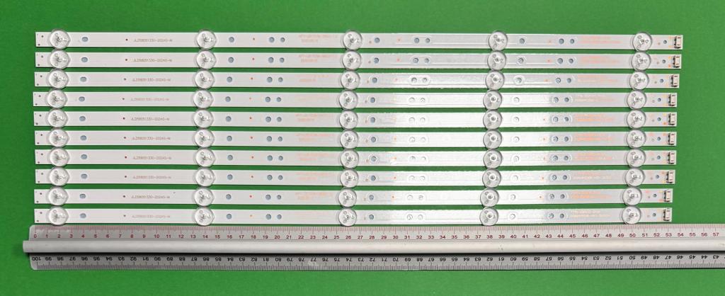 Zestaw listew LED do naprawy podświetlenia telewizora SKYWORTH 58" zestaw 10szt x 5835-W58000-1P00 Ver.01 2019.04.04 CRH-A58303010057C2REV1.0 APT-LB17038-58G3-1.2 JL.D58051330-202AS-M , 5LED , 535MM , 3V ,