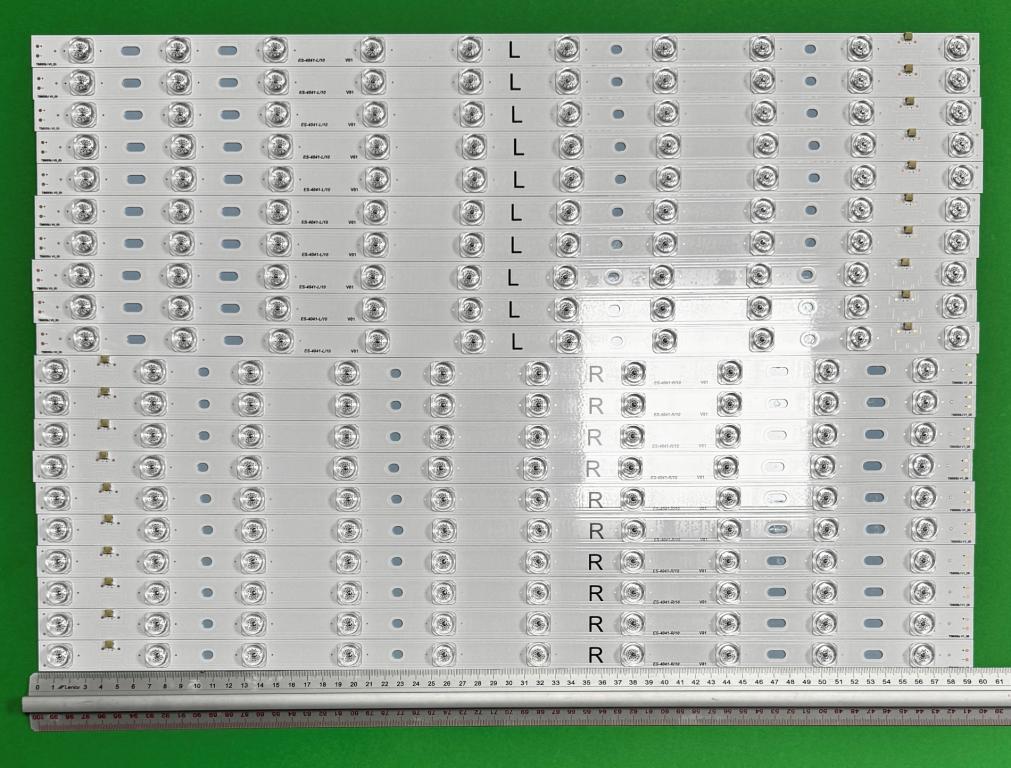 Zestaw listew LED do naprawy podświetlenia telewizora PANASONIC 60" zestaw 20szt , 10szt X TB6009J V0_00 CX-60S02E0C-3B523-0-B-571-3082-U & 10szt X TB6009J V1_00 CX-60S02E09-3B523-0-B-571-4505-U , 10LED , 595MM , 3V ,