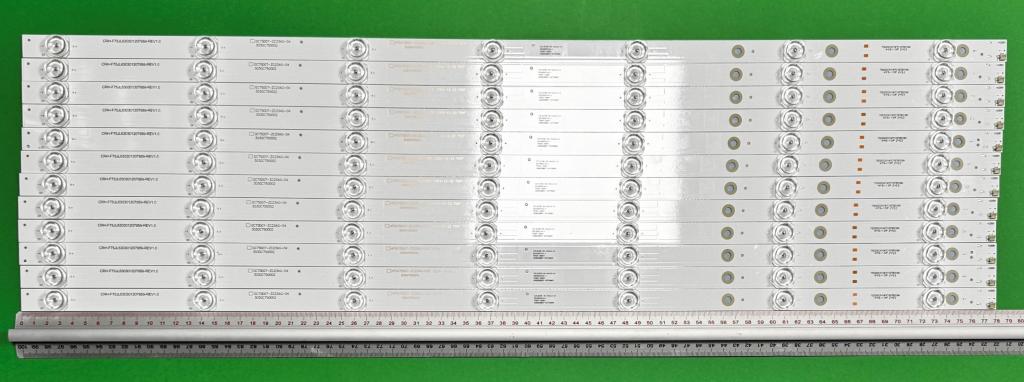 Zestaw listew LED do naprawy podświetlenia telewizora PHILIPS 75" zestaw 12szt x HFSX75D07-ZC23AG-03E 2018-12-03 7S1P 303HX750001E , 7LED , 780MM , 3V ,