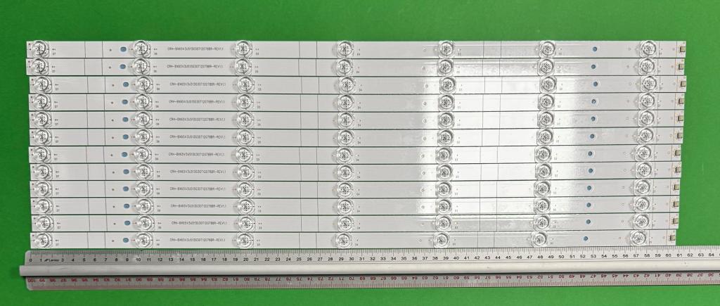 Zestaw listew LED do naprawy podświetlenia telewizora HISENSE 65" zestaw 12szt x CRH-BX65V3U513030T12078BR-REV1.1 JL.D65071330-003DS-M_V01 1214696 , 7LED , 609MM , 3V ,