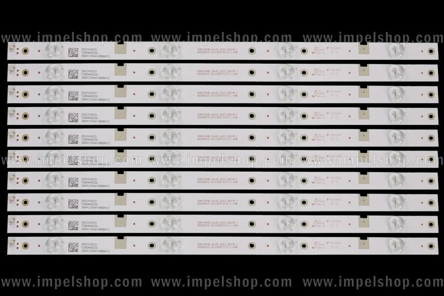 Zestaw listew LED do naprawy podświetlenia telewizora CHANGHONG 43" zestaw 10szt X XRK430A16_Rev02_4LED_160218 Z/850143013 LB-C430F15-E1-L-XRK /CHGD43LB03_ LED3030_V0.5_ 20150429/ SVJ430A17_Rev00_4LED_150106(MY43D2000)/850119825 LB-M430F14-E2-A-SR-1